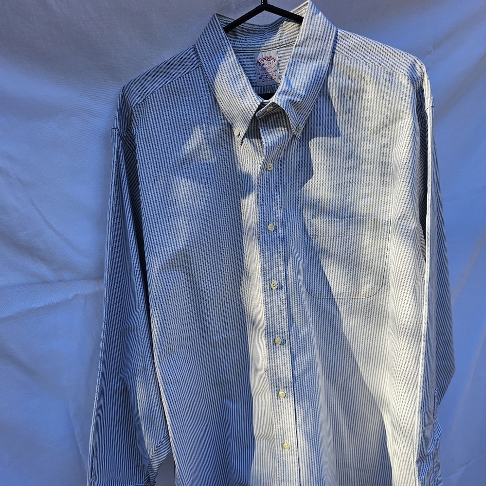 Brooks Brothers Oxford Cloth Blue Stripe Polo Button Down